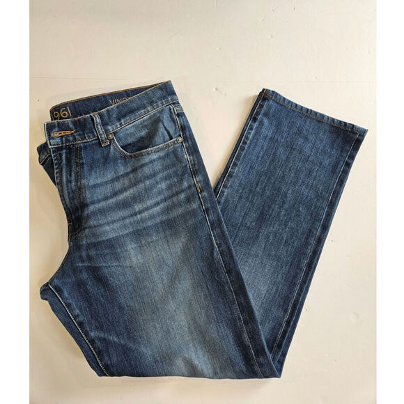 DL1961 Vince Straight Blue Jeans Mens 33x30 Medium Distressed Blue - Picture 1 of 7